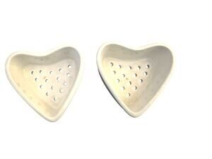 Set 2 Vintage Apilco France Heart Shaped Coeur à la Crème Cheese Mold Strainer